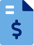 Blue icon of a file with a dollar sign on it