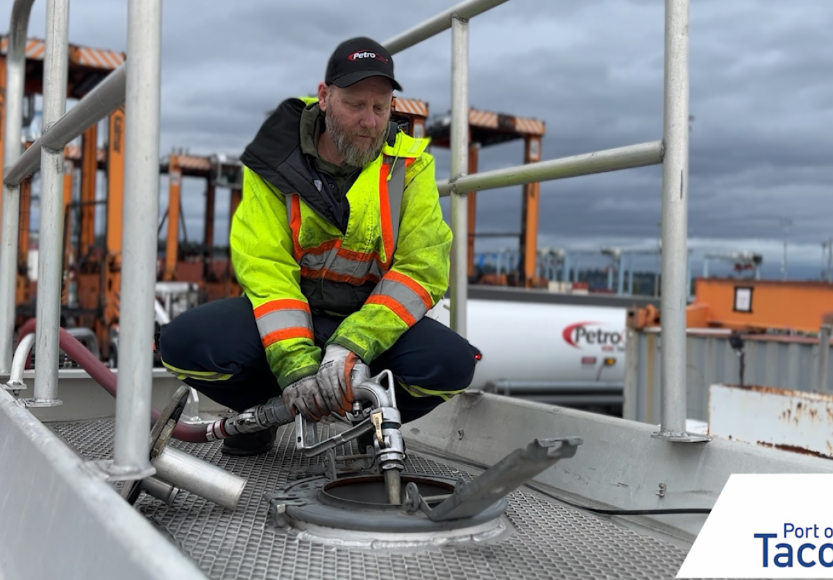 Filling a tanker truck